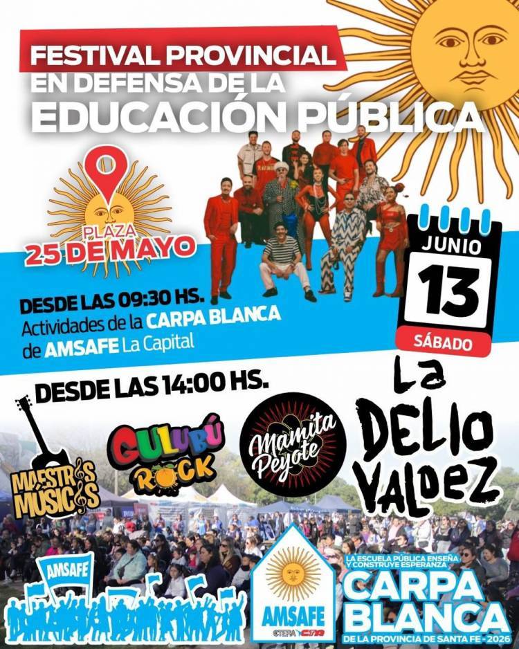 Amsafe convoca a un festival provincial en defensa de la educación pública