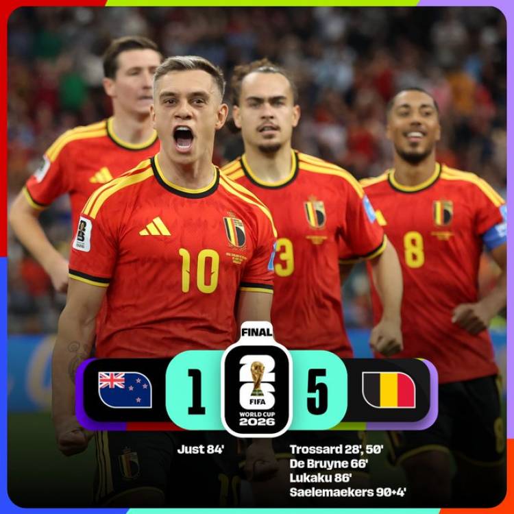 Bélgica goleó a Nueva Zelanda y consiguió el primer puesto en el Grupo G