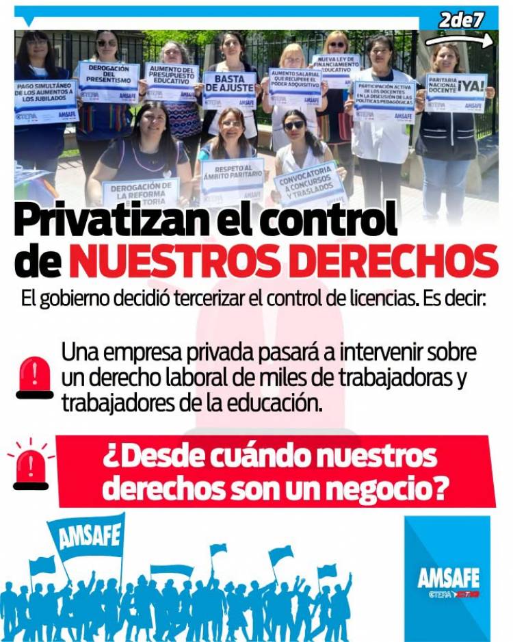Amsafe denuncia la tercerización del control de la salud de los trabajadores docentes