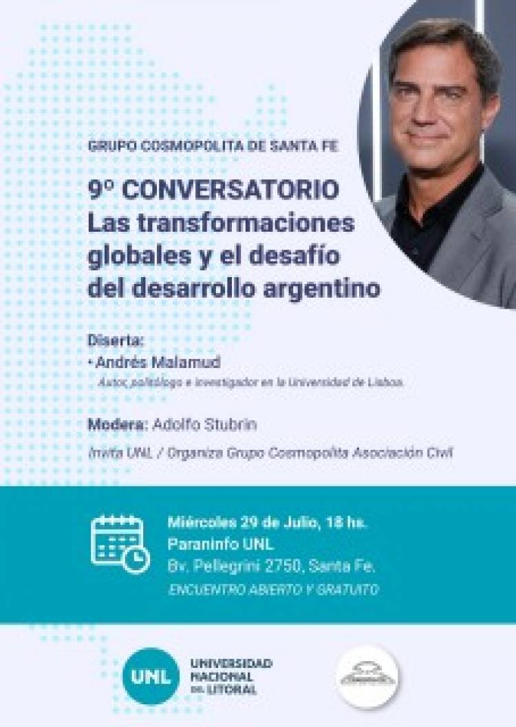 Andrés Malamud disertará en Santa Fe sobre desarrollo argentino