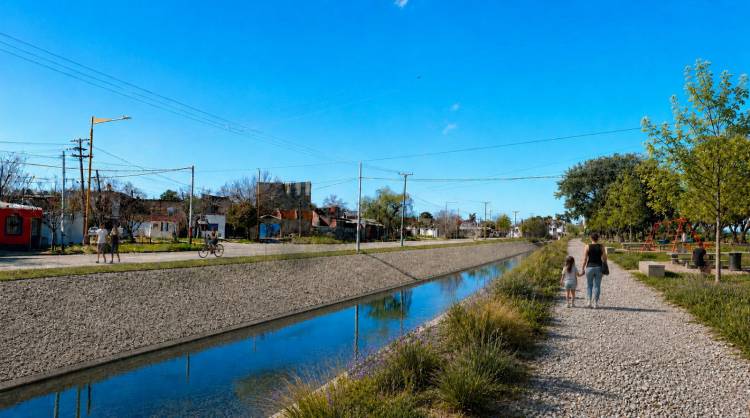 Pullaro anunció con Poletti y Garibaldi la realización del primer kilómetro de la Costanera del Salado