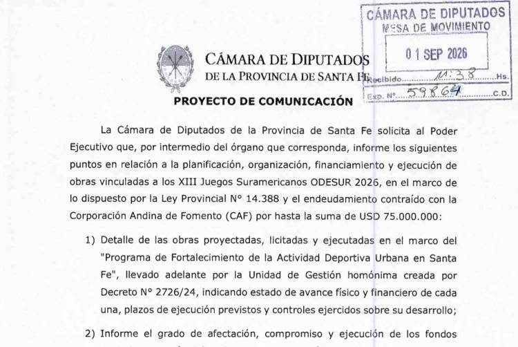 ¿Cuánta deuda se tomó para los Juegos ODESUR? Exigen explicaciones en la Legislatura