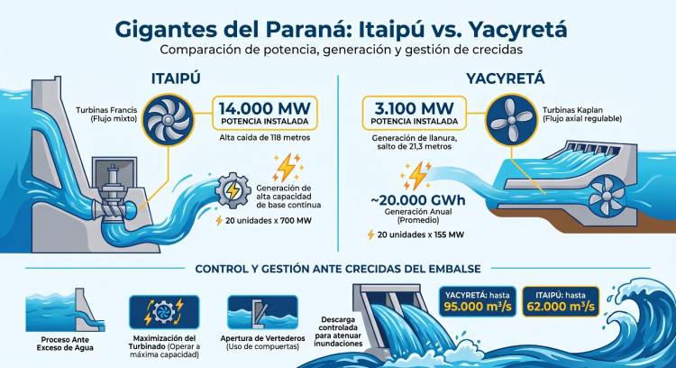 Efectos de las lluvias en el Paraná: un ingeniero santafesino explicó cómo trabajan las grandes represas ante la crecida