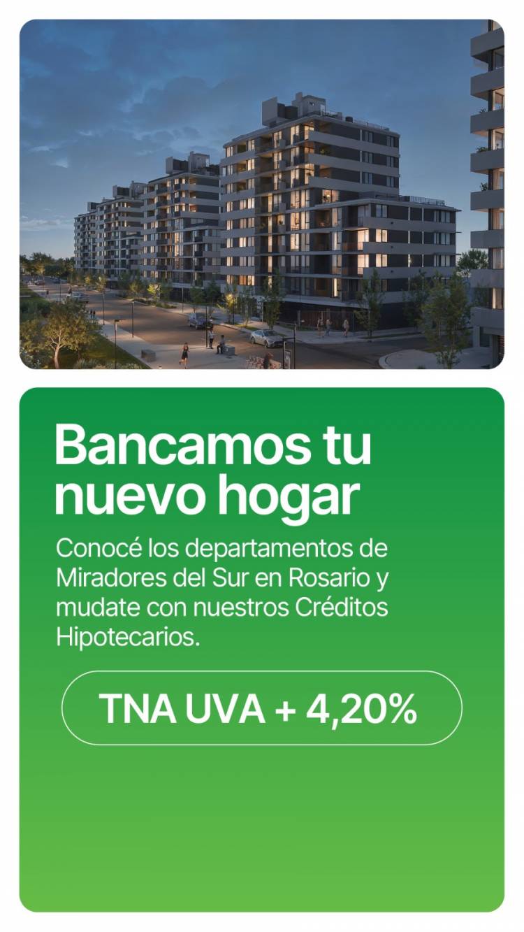 Banco Santa Fe rompe el mercado hipotecario con una tasa UVA + 4,20% para comprar departamentos en Rosario